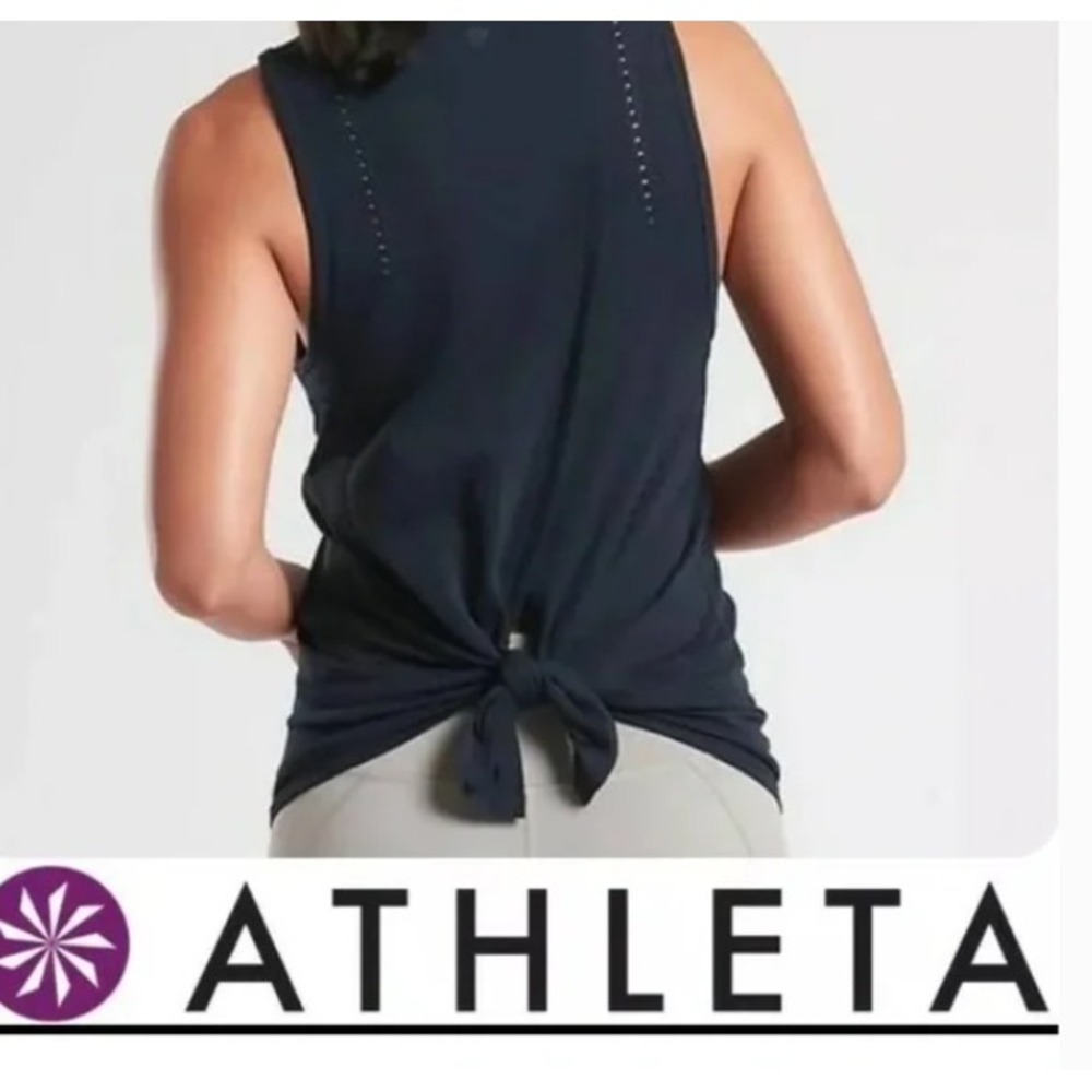 ATHLETA Foothill Gray Seamless Breathable Workout Tank with Optional Tie Back S - Picture 6 of 12